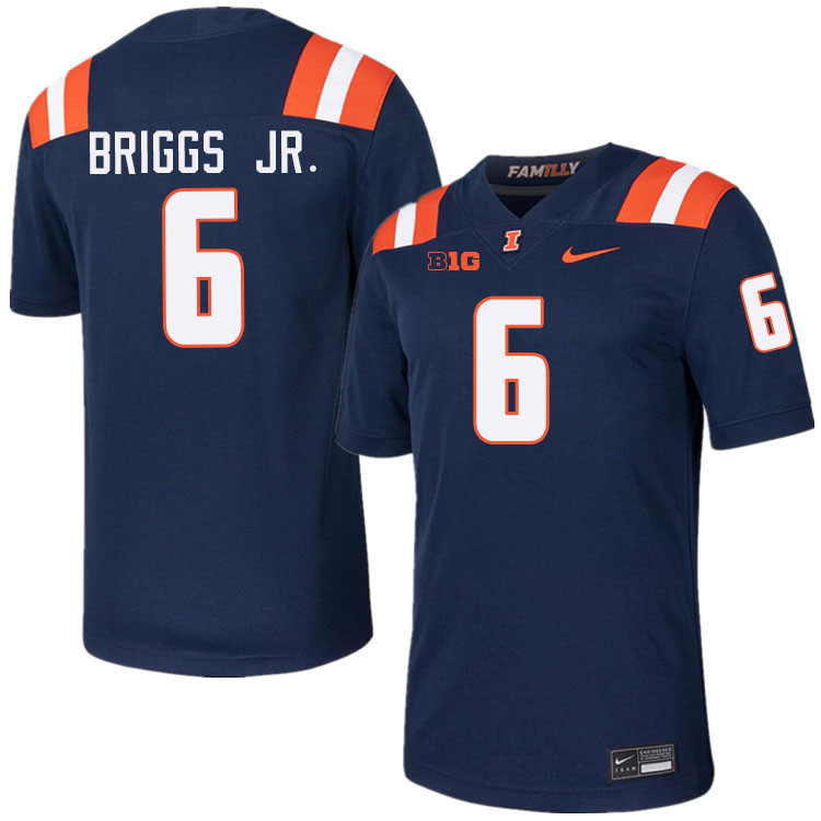 Men #6 Dennis Briggs Jr. Illinois Fighting Illini College Football Jerseys Stitched-Navy